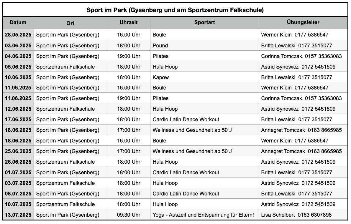 Sport im Park